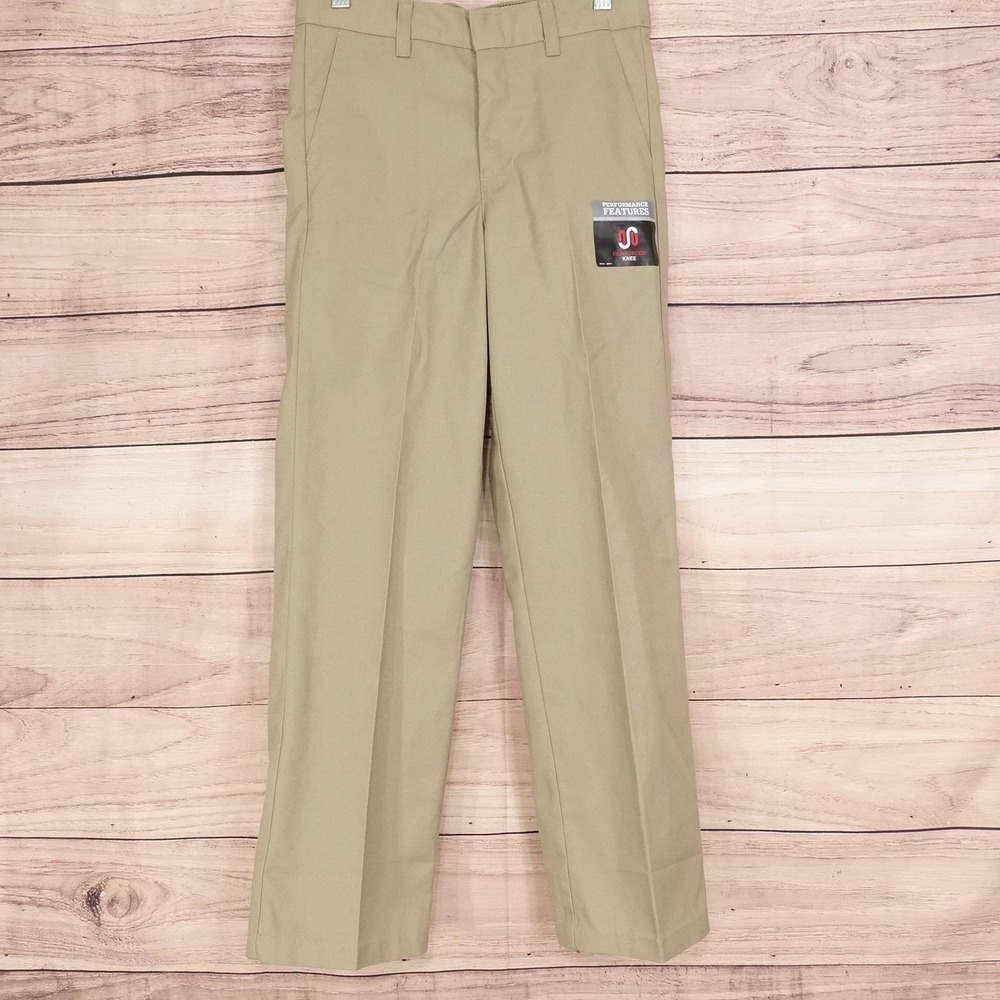 New! Dickies Pants Boys 12 Beige Khaki FlexWaist Classic Fit School Uniform